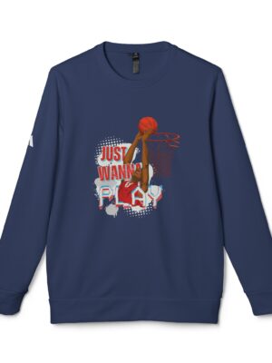 Unisex Fleece Crewneck Sweatshirt - Just Wanna Play Basketball Design