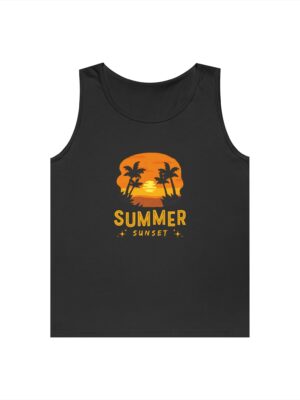 Summer Sunset Unisex Heavy Cotton Tank Top - Tropical Vibe Beachwear